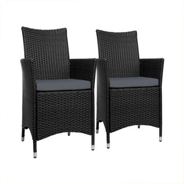 Gardeon Outdoor Dining Chairs Patio Furniture Wicker Garden Cushion Idris 2PC